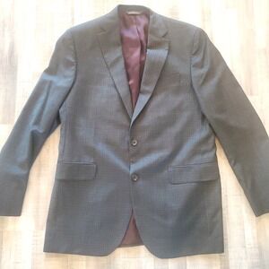 JACK VICTOR SPORT COAT Jacket Blazer GRAY PLAID WOOL 44L Large Men
